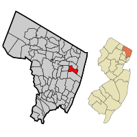 Map highlighting Cresskill's location within Bergen County. Inset: Bergen County's location within New Jersey