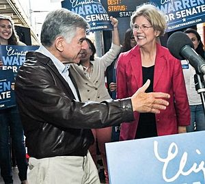 Dukakis campaigning for Warren 2012