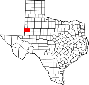 Map of Texas highlighting Gaines County