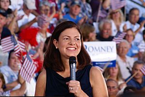 U.S. Senator Kelly Ayotte from New Hampshire speaking for 2012 Republican Presidential Candidate Mitt Romney