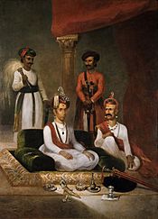 Madhav Rao Narayan, the Maratha Peshwa with Nana Fadnavis and Attendants