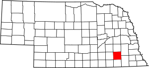 Map of Nebraska highlighting Saline County