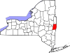 State map highlighting Rensselaer County