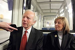 Senator Joe Lieberman and his wife Hadassah on their way to the Capitol in 2011