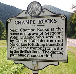 WV historical marker - Champe Rocks