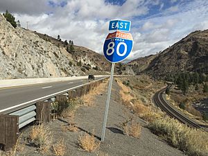 2015-10-28 11 24 07 "East Interstate 80" sign along eastbound Interstate 80 in Washoe County, Nevada just east of the California state line