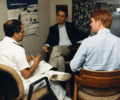 Carl Sagan with two CDC employees