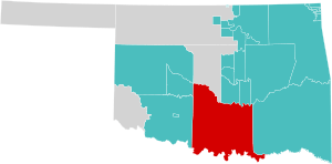 Location (red) in the U.S. state of Oklahoma
