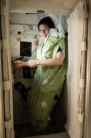 ISS-42 Samantha Cristoforetti in her personal crew quarters