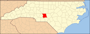Map of Montgomery County, North Carolina, in which Emery is located