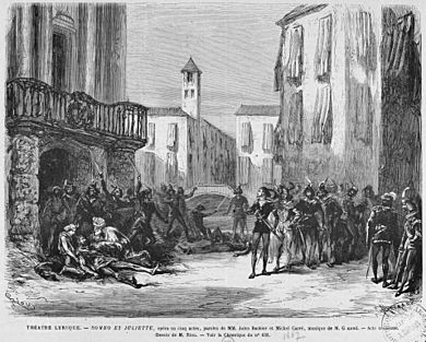 Press illustration of Act3 of 'Roméo et Juliette' by Gounod 1867 - Gallica