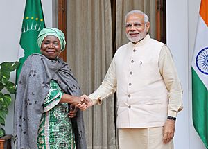The Prime Minister, Shri Narendra Modi meeting the Chairperson, African Union Commission, Dr. Nkosazana Dlamini Zuma, during the 3rd India Africa Forum Summit, in New Delhi on October 28, 2015