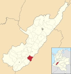 Location of the municipality and town of Guadalupe, Huila in the Huila Department of Colombia.