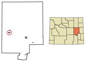 Location of Glenrock in Converse County, Wyoming.