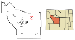 Location of Shoshoni in Fremont County, Wyoming