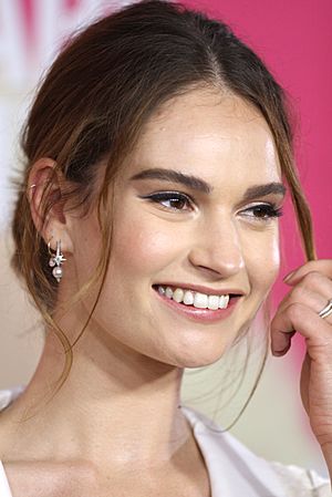 Lily James photographed at the Australian premiere of Baby Driver in 2017
