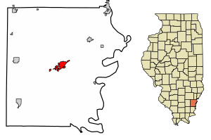 Location of Carmi in White County, Illinois.