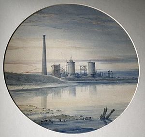 Bell Ironworks at Port Clarence Teesside watercolour by John Bell (1814-1886)