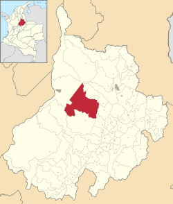 Location of the municipality and town of San Vicente de Chucurí in the Santander  Department of Colombia.