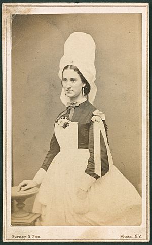 Costume of ladies' at the Normandy stand, Metropolitan Fair, April 1864 - Gurney & Son. LCCN2011647752
