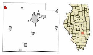 Location of Beecher City in Effingham County, Illinois.