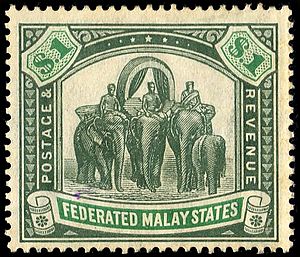 Elephants Malaya $1 1906 issue