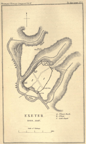 Exeter 1068-1087, map published 1874