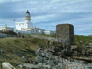 Kinnaird Head, showing the lighthouse, formerly Kinnaird Castle, and the Winetower