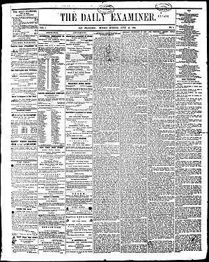 Front page, first edition, San Francisco Examiner, January 12, 1865