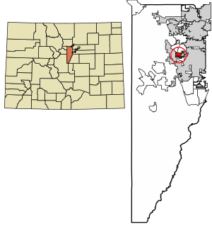 Location of the West Pleasant View CDP in Jefferson County, Colorado.