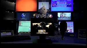 Robot sitting on final BBC1 mechanical ident, October 2012