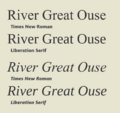 Times New Roman Liberation Serif comparison
