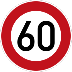 Zeichen 274-60 - Zulässige Höchstgeschwindigkeit, StVO 2017
