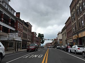 2016-06-25 10 05 47 View east along U.S. Route 40 Alternate and south along Maryland State Route 36 (Main Street) between Water Street and Broadway in Frostburg, Allegany County, Maryland