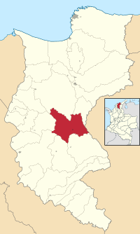 Location of the municipality and town of Sabanas de San Angel in the Department of Magdalena.