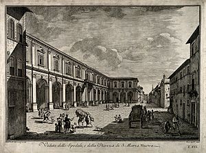 Hospital of Santa Maria Nuova, Florence, Italy. Etching by B Wellcome V0014713