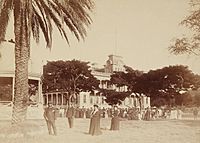Kapiolani and Kalakaua on the Iolani Palace grounds