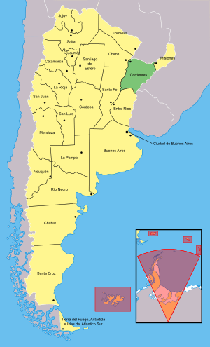Location of Corrientes within Argentina