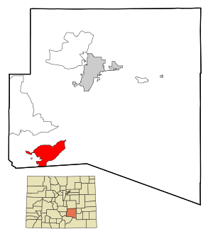 Location of the Colorado City CDP in Pueblo County, Colorado.
