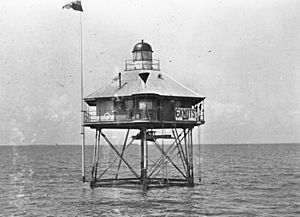 StateLibQld 1 68019 Pile Lights at the mouth of the Brisbane River, Moreton Bay, ca. 1912