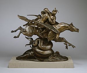 Antoine-Louis Barye - Roger and Angelica Mounted on the Hippogriff - Walters 27173 - Profile