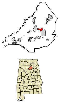 Location of Rosa in Blount County, Alabama.