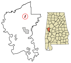 Location of Union in Greene County, Alabama.