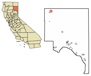 Location of Bieber in Lassen County, California
