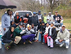 Participants in the 'Turkey Bowl' (Thanksgiving morning, 2010, Herring Run Park, Baltimore)