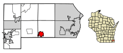 Location of Union Grove in Racine County, Wisconsin.