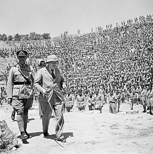 Winston Churchill au théâtre de Carthage, 1943