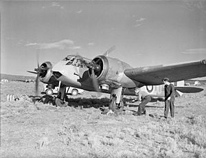 A Bristol Blenheim of 211 Squadron preparing to taxi at Menidi, Greece, 1941