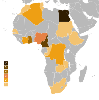 Africa cup of Nations champions as of 2019