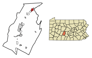 Location of Tyrone in Blair County, Pennsylvania.